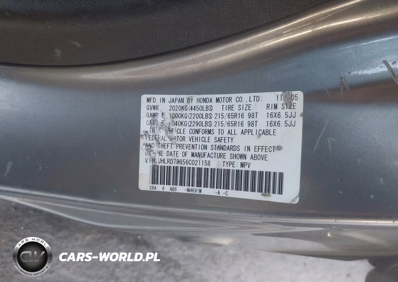2006 Honda Cr-V Ex VIN:JHLRD78856C021158 - 9