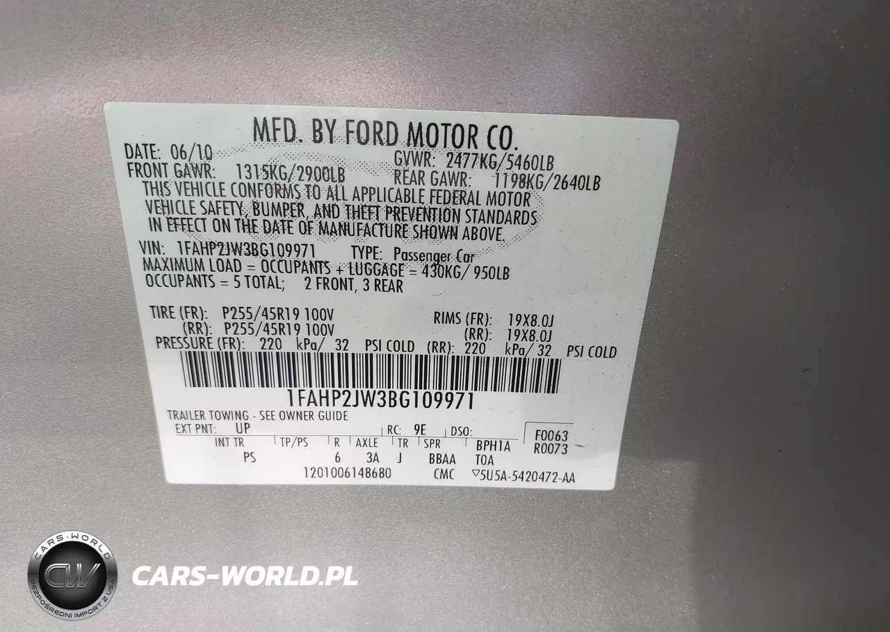 2011 Ford Taurus Limited VIN:1FAHP2JW3BG109971 - 9