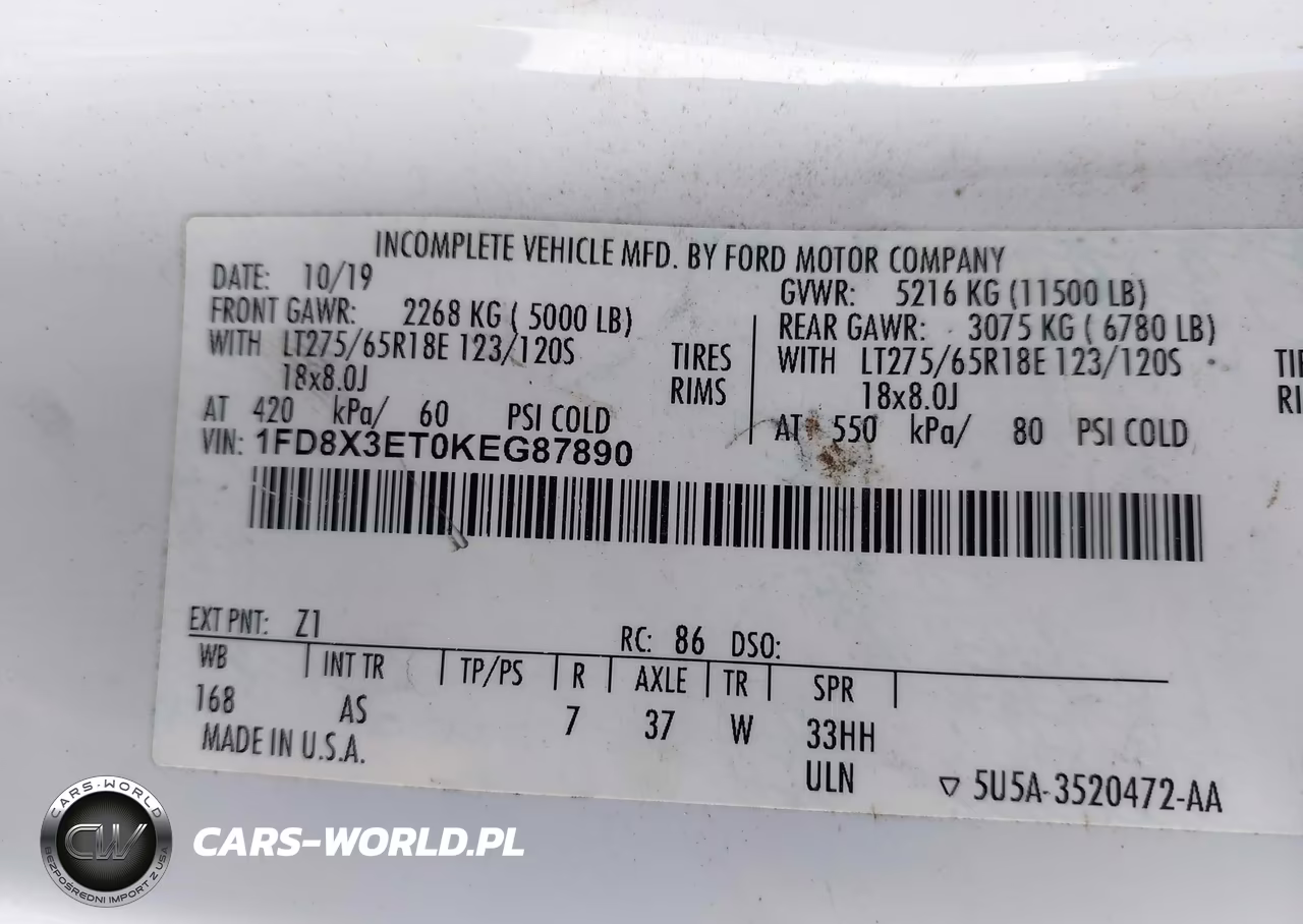 2019 Ford F-350 Chassis Xl VIN:1FD8X3ET0KEG87890 - 8