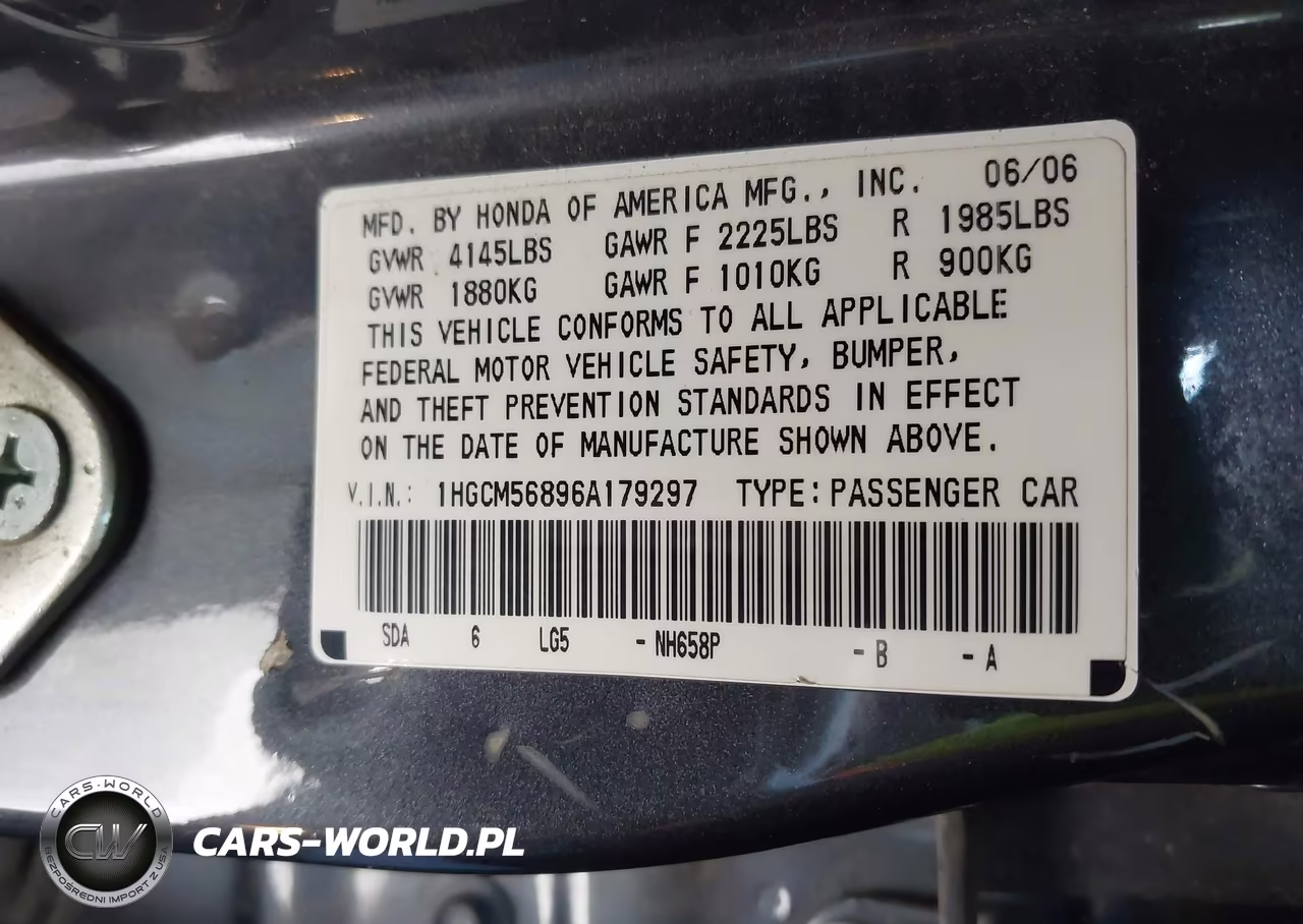 2006 Honda Accord 2.4 Ex VIN:1HGCM56896A179297 - 12