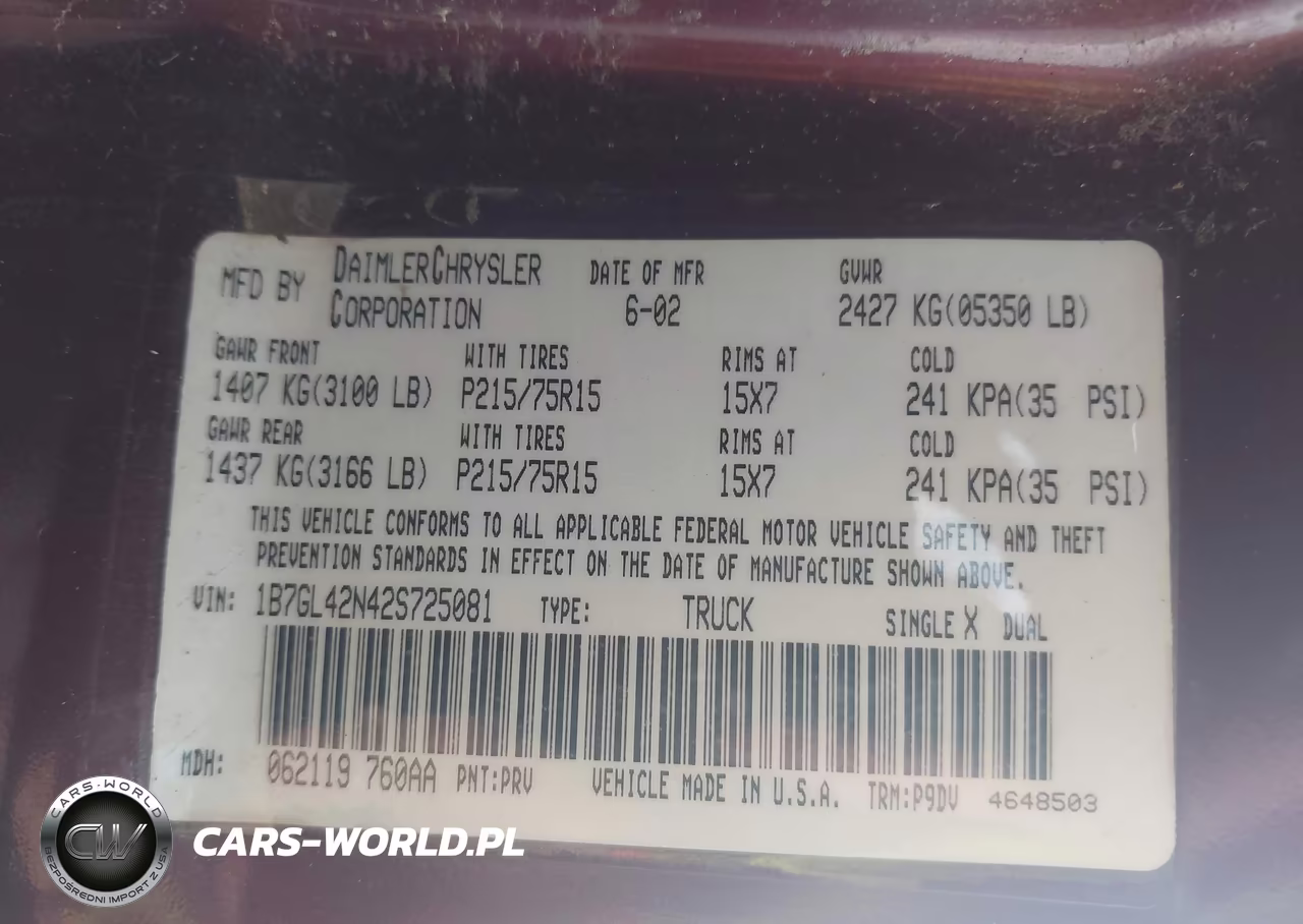 2002 Dodge Dakota Slt VIN:1B7GL42N42S725081 - 9