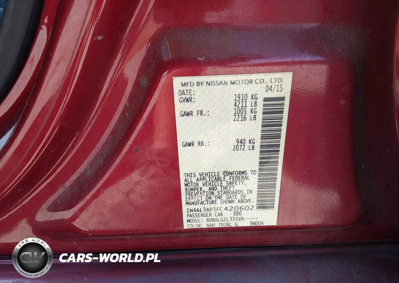 2015 Nissan Altima 2.5-2.5 S-2.5 Sl-2.5 Sv VIN:1N4AL3AP3FC420602 - 9