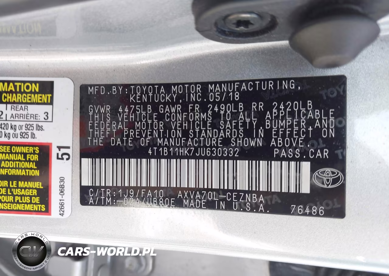 2018 Toyota Camry Le VIN:4T1B11HK7JU630332 - 9