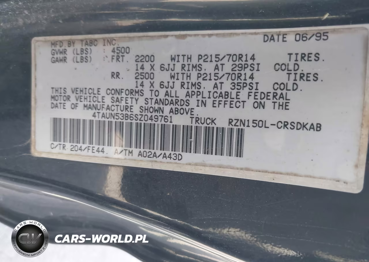 1995 Toyota Tacoma Xtracab VIN:4TAUN53B6SZ049761 - 9
