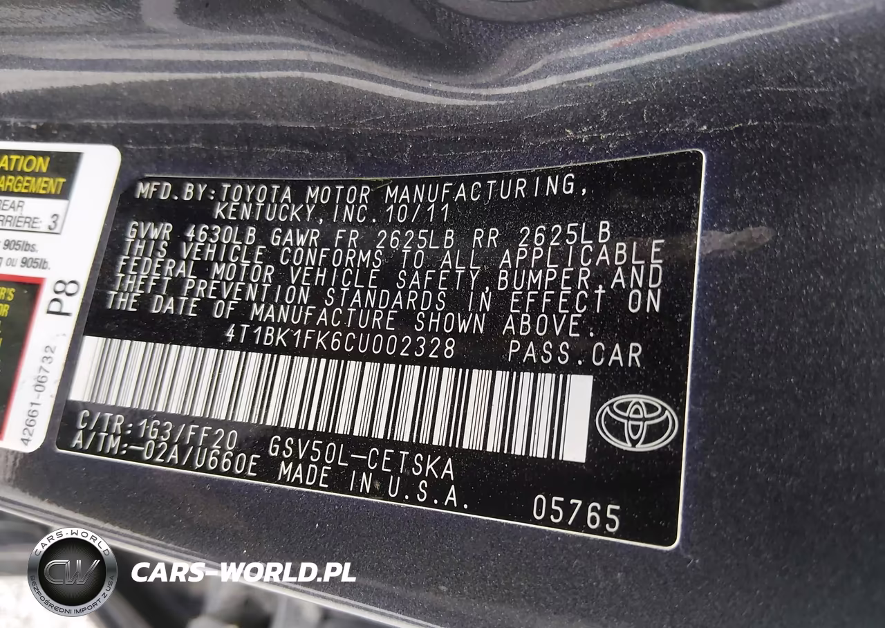 2012 Toyota Camry Se V6 VIN:4T1BK1FK6CU002328 - 9