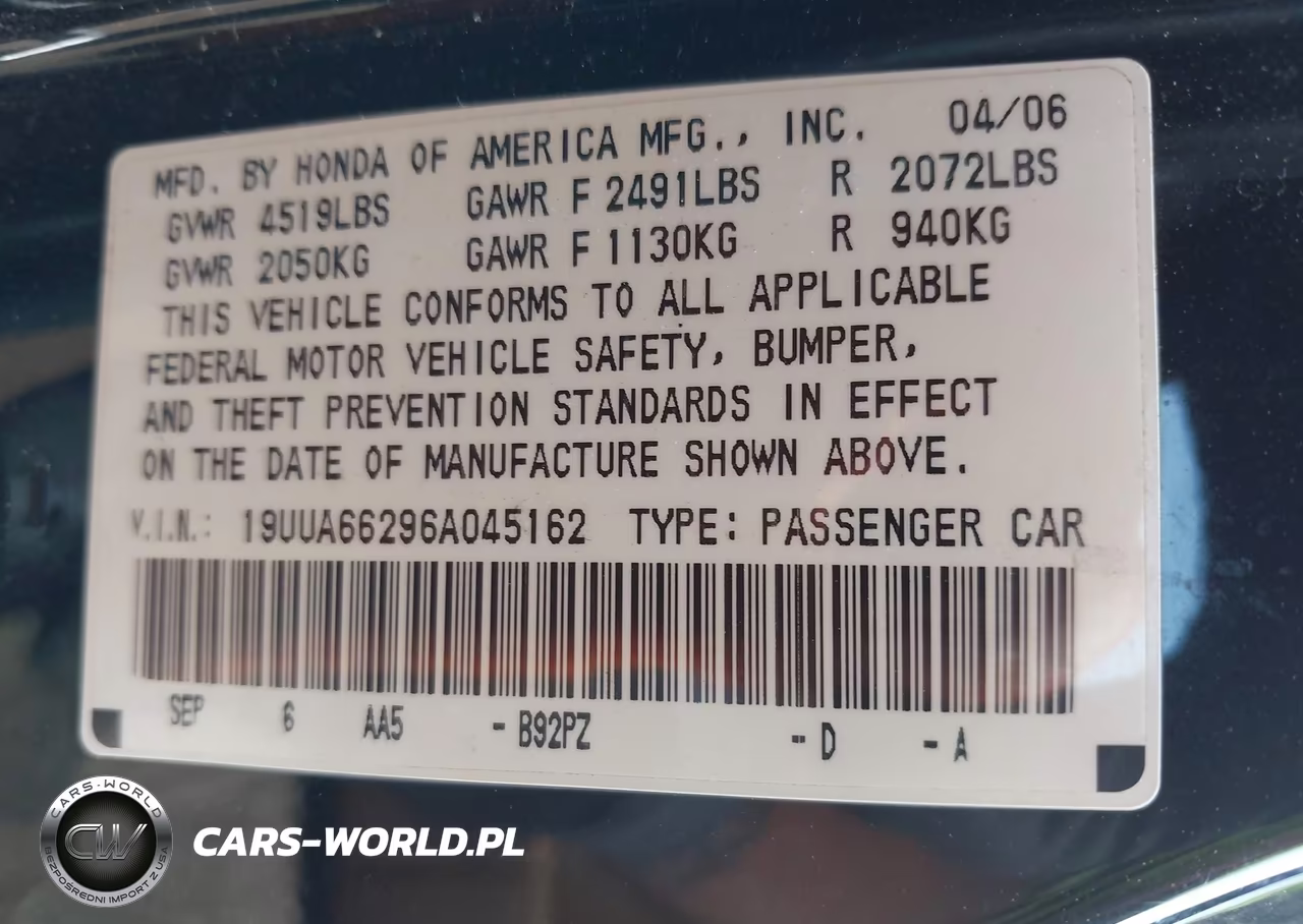 2006 Acura Tl VIN:19UUA66296A045162 - 9
