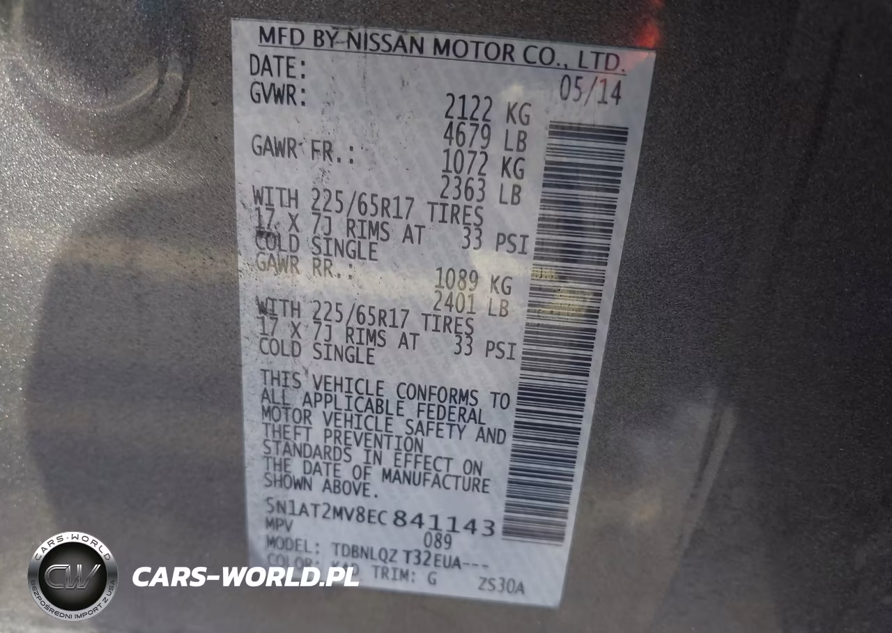 2014 Nissan Rogue S-Sl-Sv VIN:5N1AT2MV8EC841143 - 9