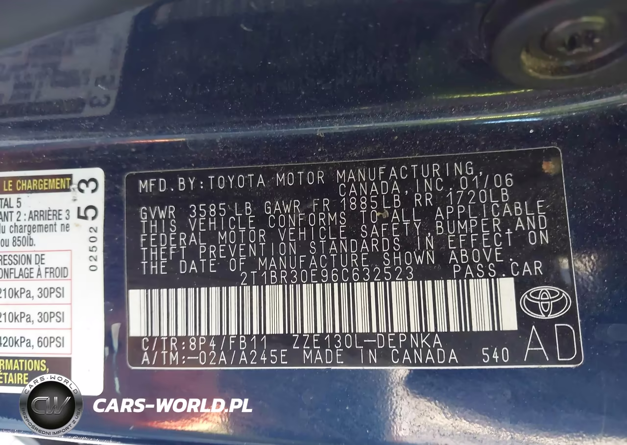 2006 Toyota Corolla Le VIN:2T1BR30E96C632523 - 9