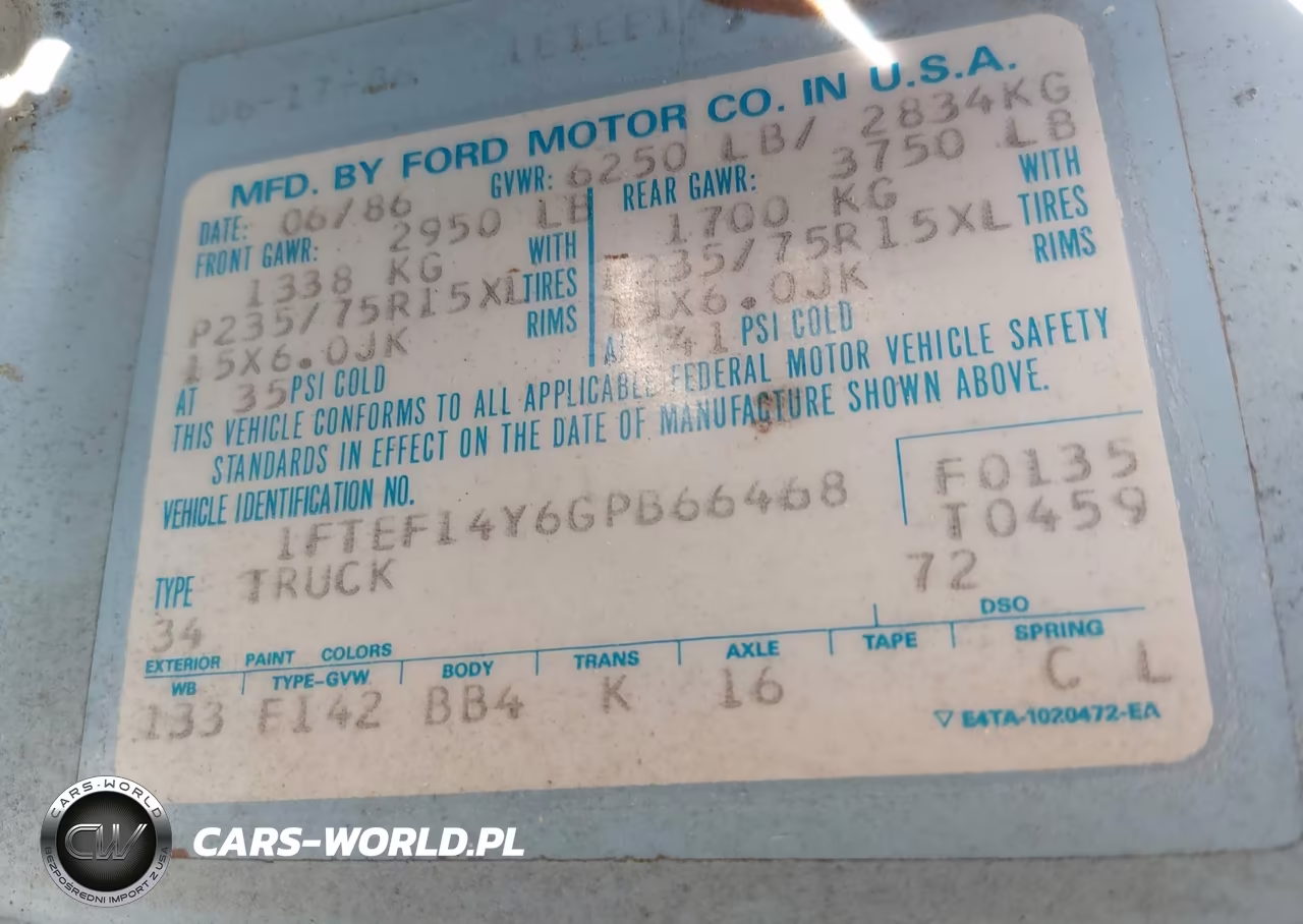 1986 Ford F150 VIN:1FTEF14Y6GPB66468 - 9