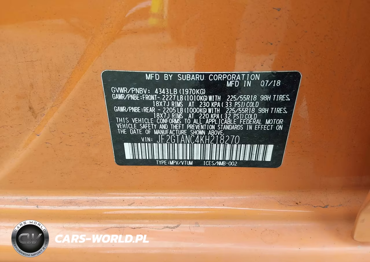 2019 Subaru Crosstrek 2.0I Limited VIN:JF2GTANC4KH218270 - 9