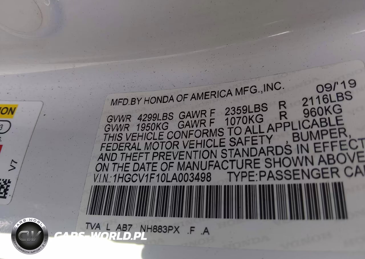 2020 Honda Accord Lx VIN:1HGCV1F10LA003498 - 9