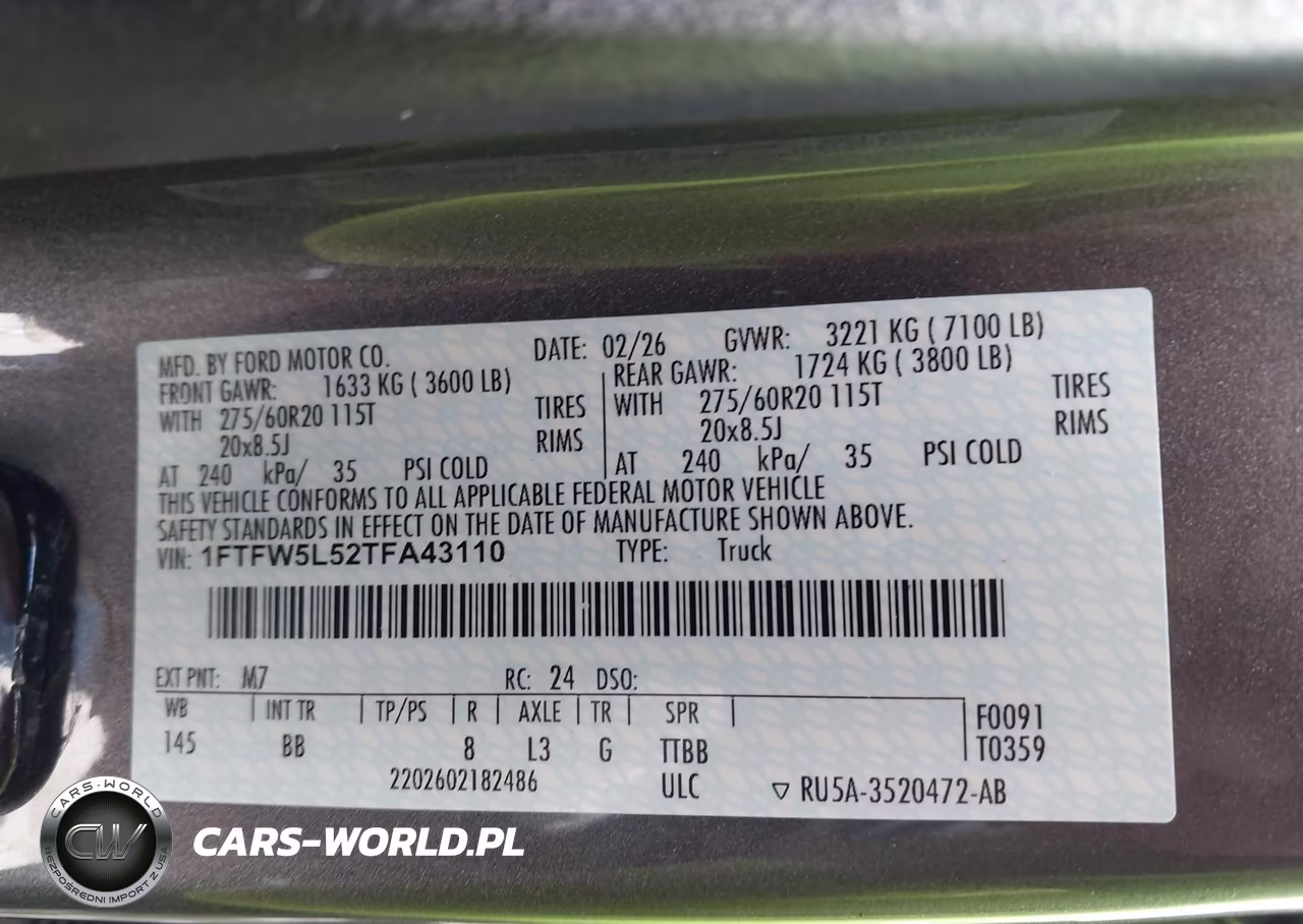 2026 Ford F-150 Lariat VIN:1FTFW5L52TFA43110 - 9