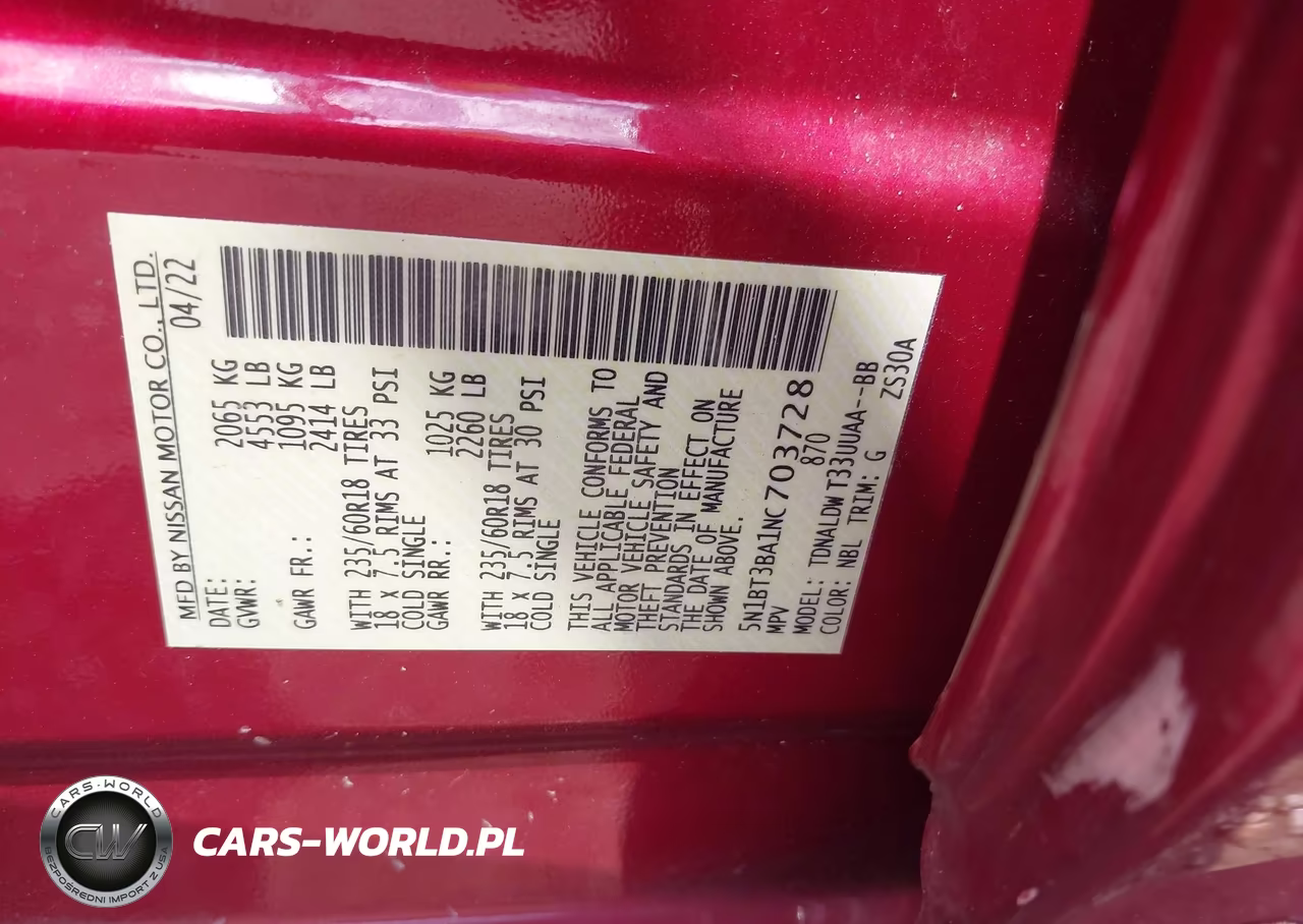 2022 Nissan Rogue Sv Fwd VIN:5N1BT3BA1NC703728 - 9