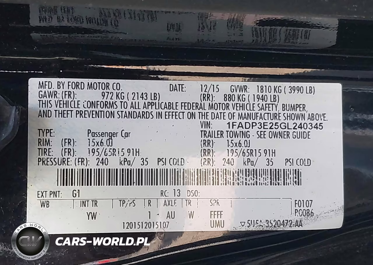 2016 Ford Focus S VIN:1FADP3E25GL240345 - 9