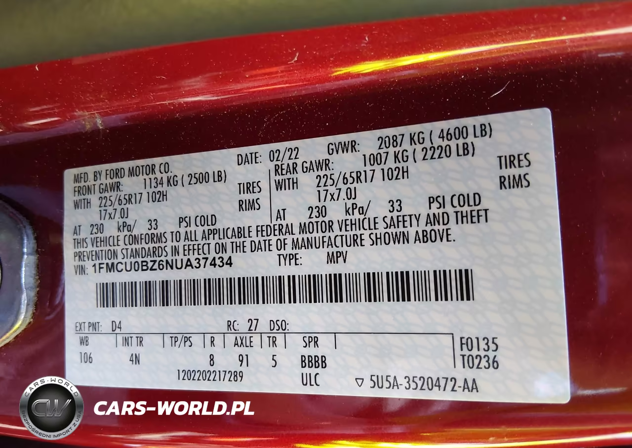 2022 Ford Escape Se Hybrid VIN:1FMCU0BZ6NUA37434 - 9