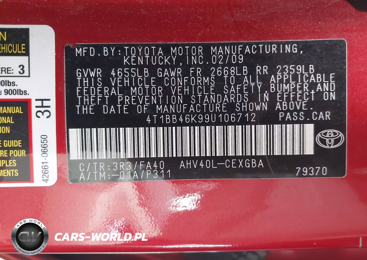 2009 Toyota Camry Hybrid VIN:4T1BB46K99U106712 - 9