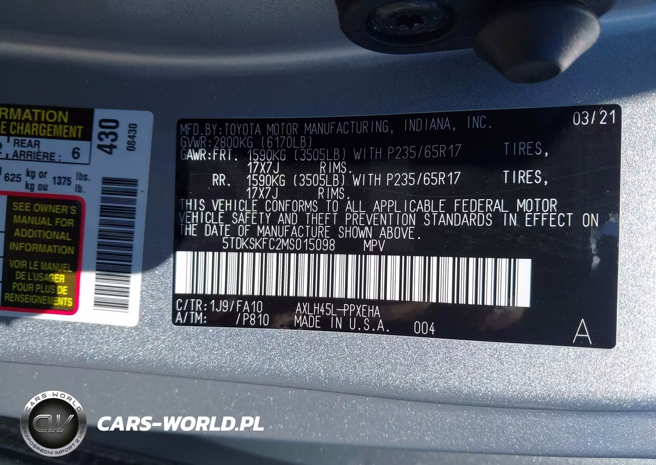 2021 Toyota Sienna Le VIN:5TDKSKFC2MS015098 - 9