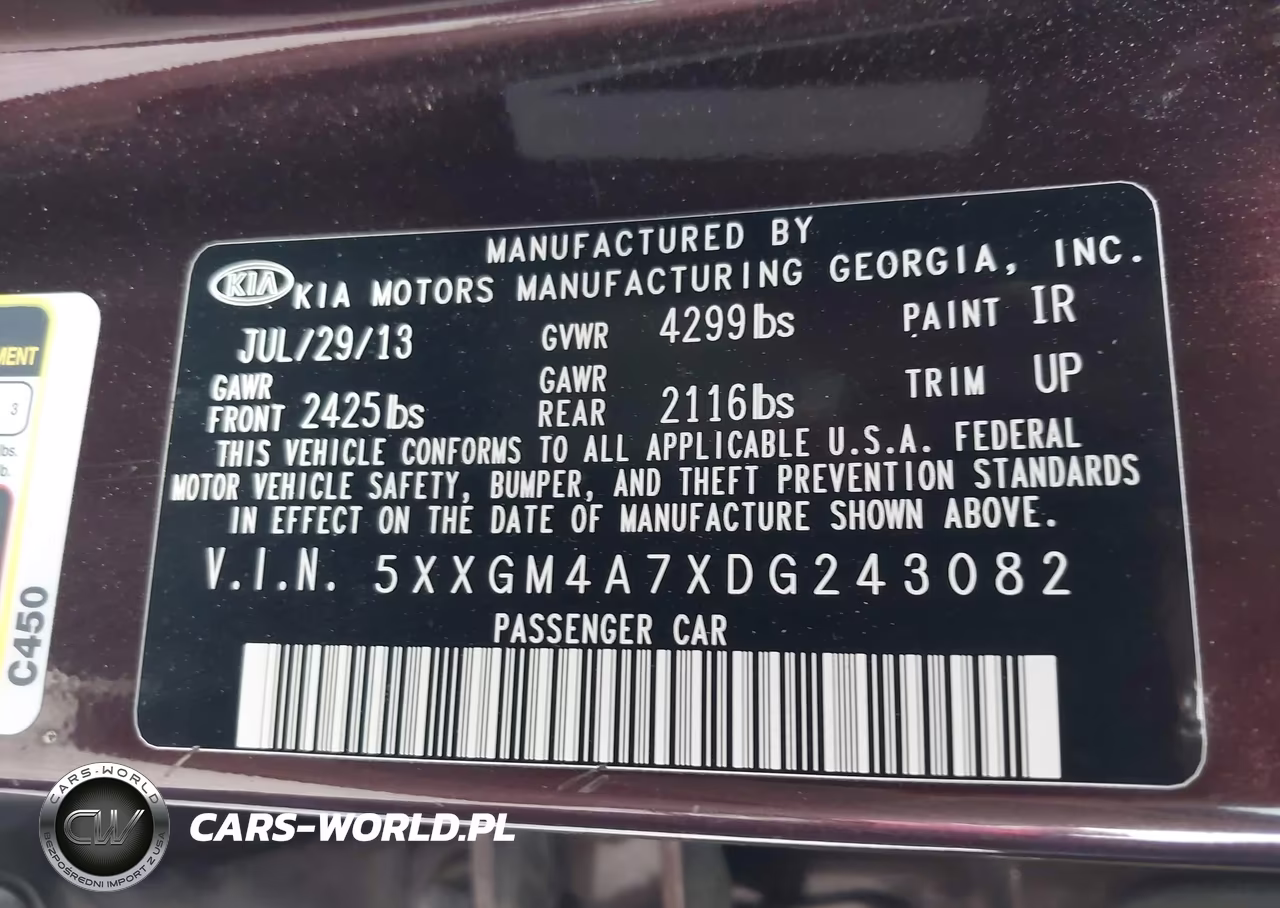 2013 Kia Optima Lx VIN:5XXGM4A7XDG243082 - 9