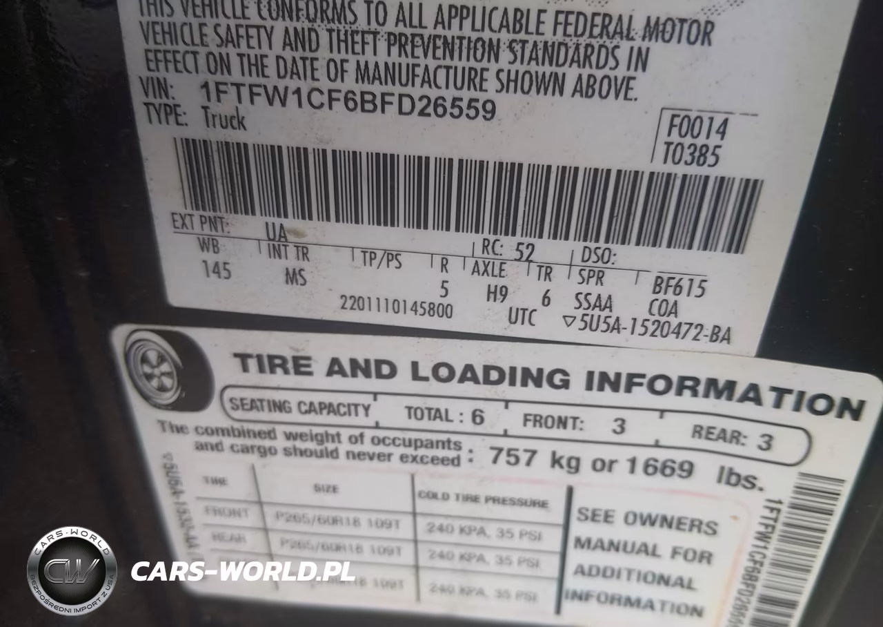 2011 Ford F-150 Xlt VIN:1FTFW1CF6BFD26559 - 8