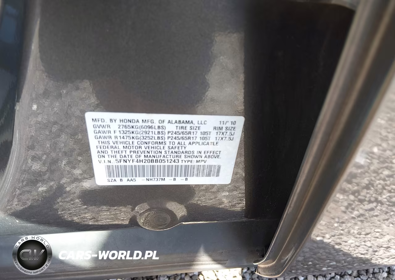 2011 Honda Pilot Lx VIN:5FNYF4H20BB051243 - 9