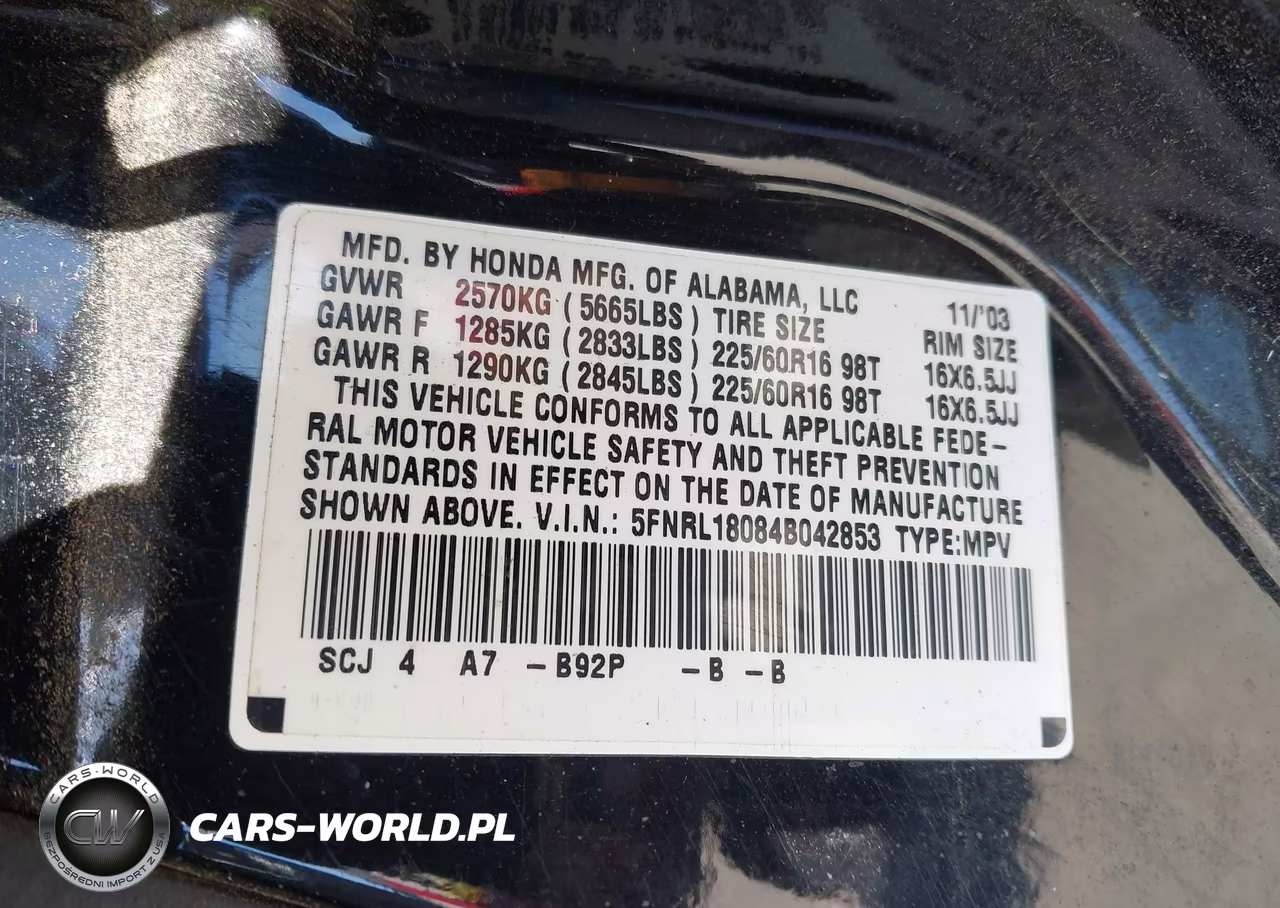 2004 Honda Odyssey Ex-L VIN:5FNRL18084B042853 - 9