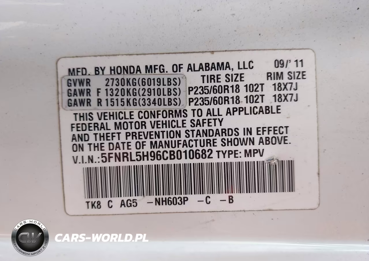 2012 Honda Odyssey Touring-Touring Elite VIN:5FNRL5H96CB010682 - 9