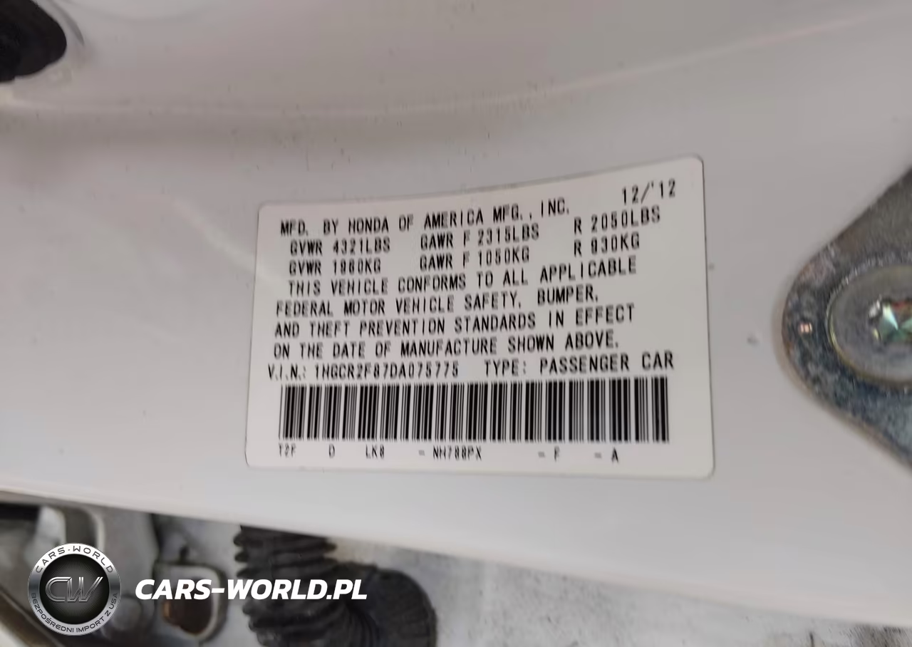 2013 Honda Accord Ex-L VIN:1HGCR2F87DA075775 - 9