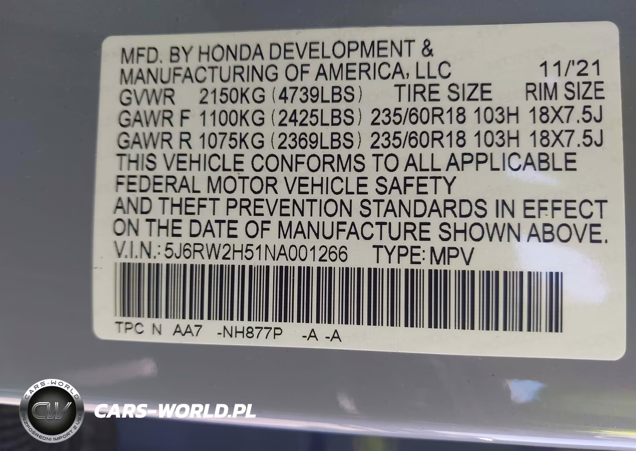 2022 Honda Cr-V Awd Ex VIN:5J6RW2H51NA001266 - 9
