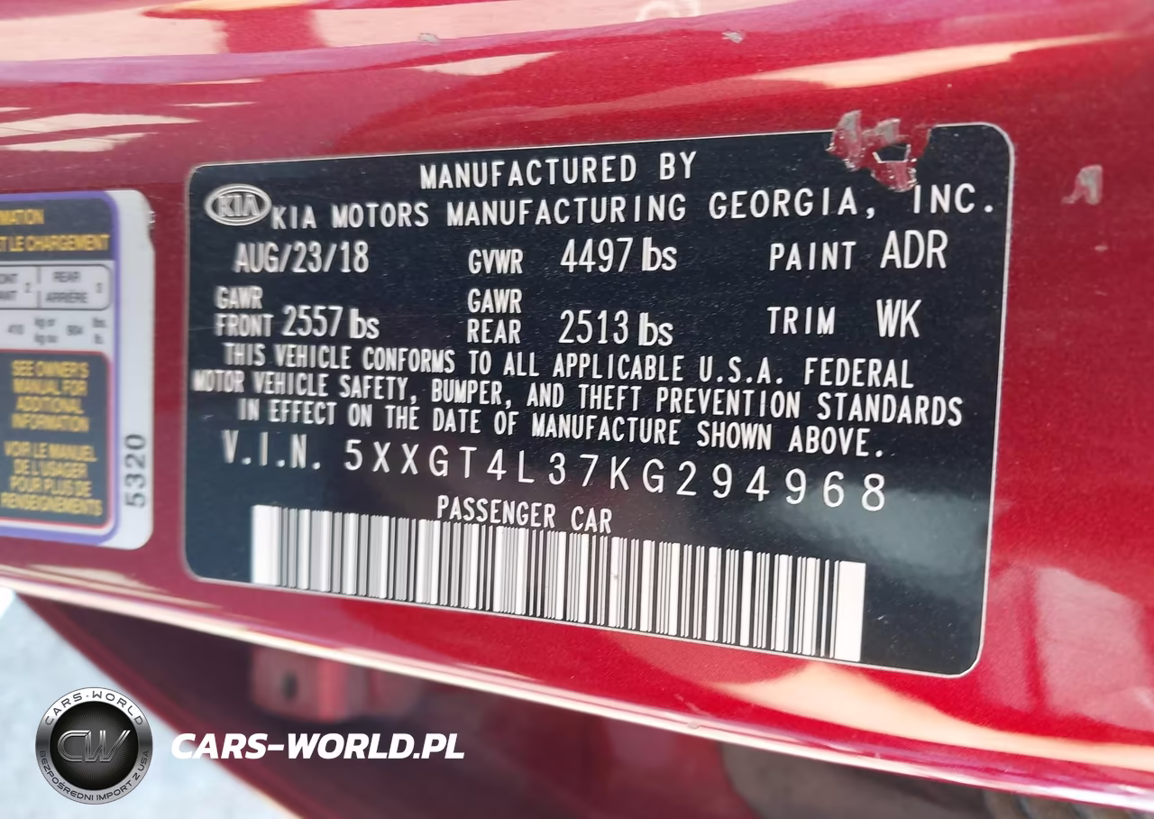 2019 Kia Optima S VIN:5XXGT4L37KG294968 - 9
