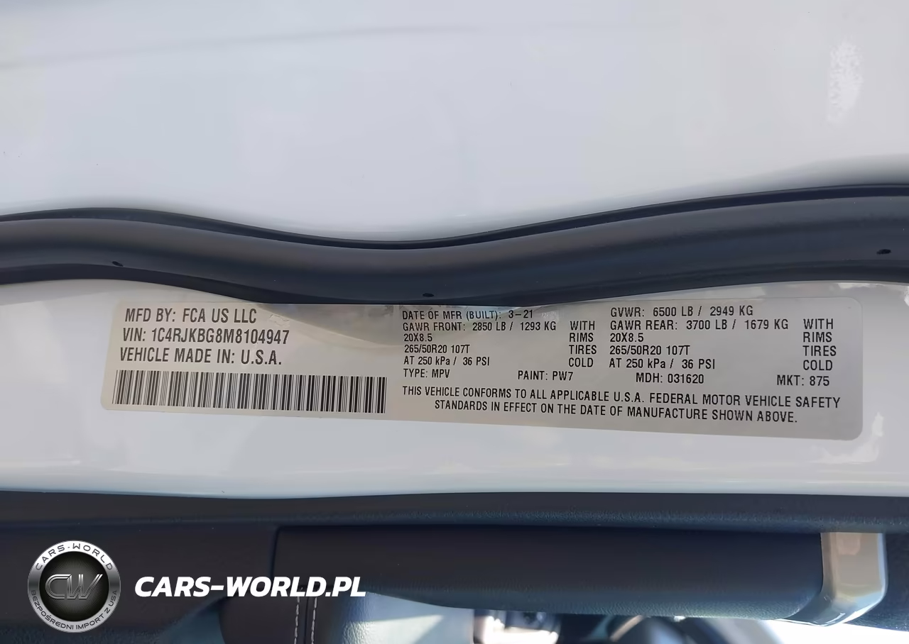 2021 Jeep Grand Cherokee L Limited 4X4 VIN:1C4RJKBG8M8104947 - 9
