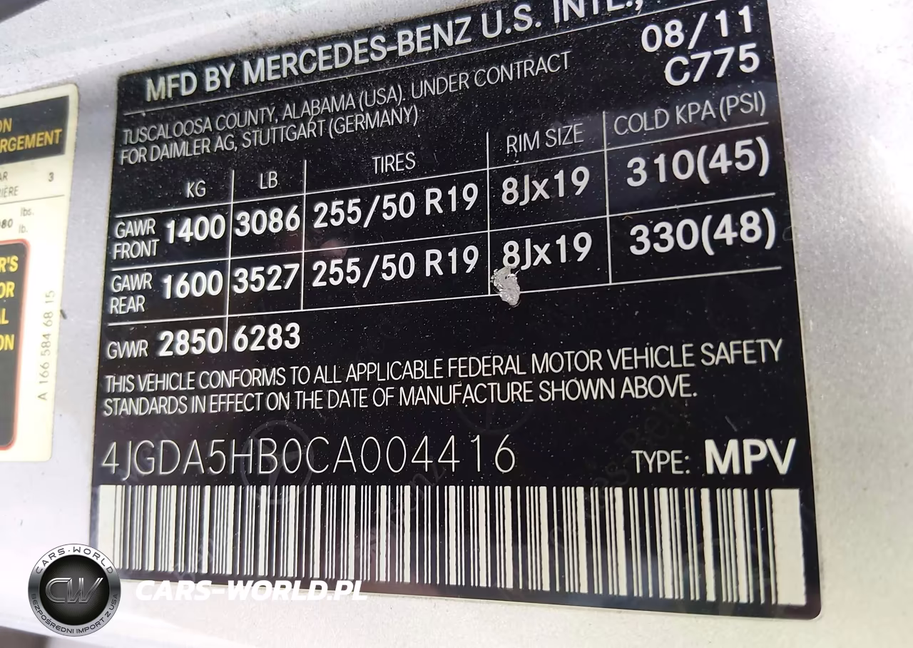2012 Mercedes-Benz Ml 350 4Matic VIN:4JGDA5HB0CA004416 - 9
