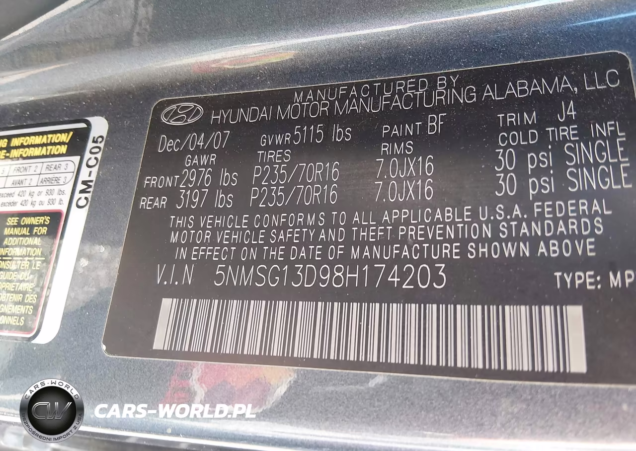 2008 Hyundai Santa Fe Gls VIN:5NMSG13D98H174203 - 9