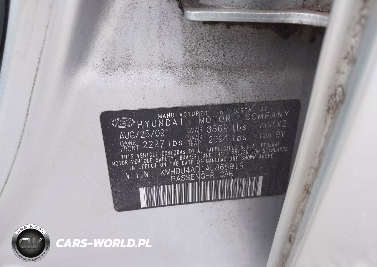 2010 Hyundai Elantra Gls VIN:KMHDU4AD1AU865919 - 9