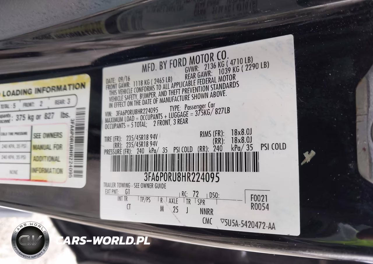 2017 Ford Fusion Hybrid Titanium VIN:3FA6P0RU8HR224095 - 9