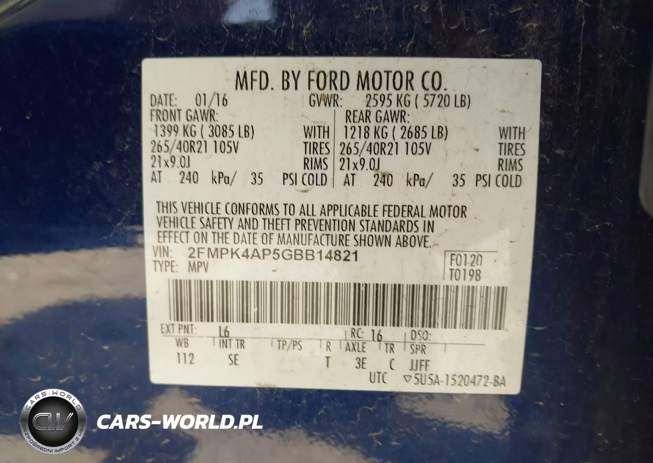 2016 Ford Edge Sport VIN:2FMPK4AP5GBB14821 - 9