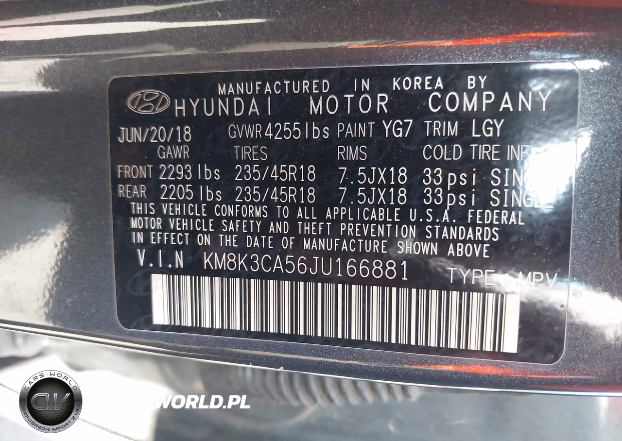 2018 Hyundai Kona Limited VIN:KM8K3CA56JU166881 - 9