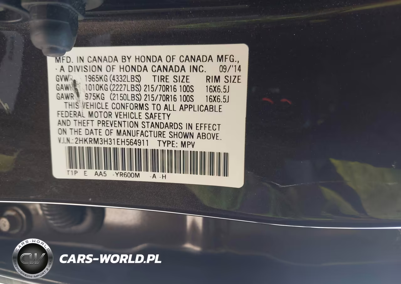 2014 Honda Cr-V Lx VIN:2HKRM3H31EH564911 - 9