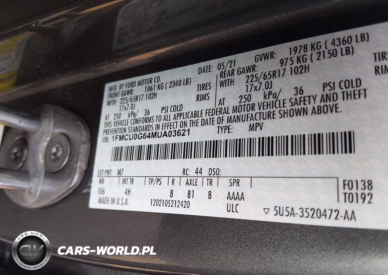 2021 Ford Escape Se VIN:1FMCU0G64MUA03621 - 9