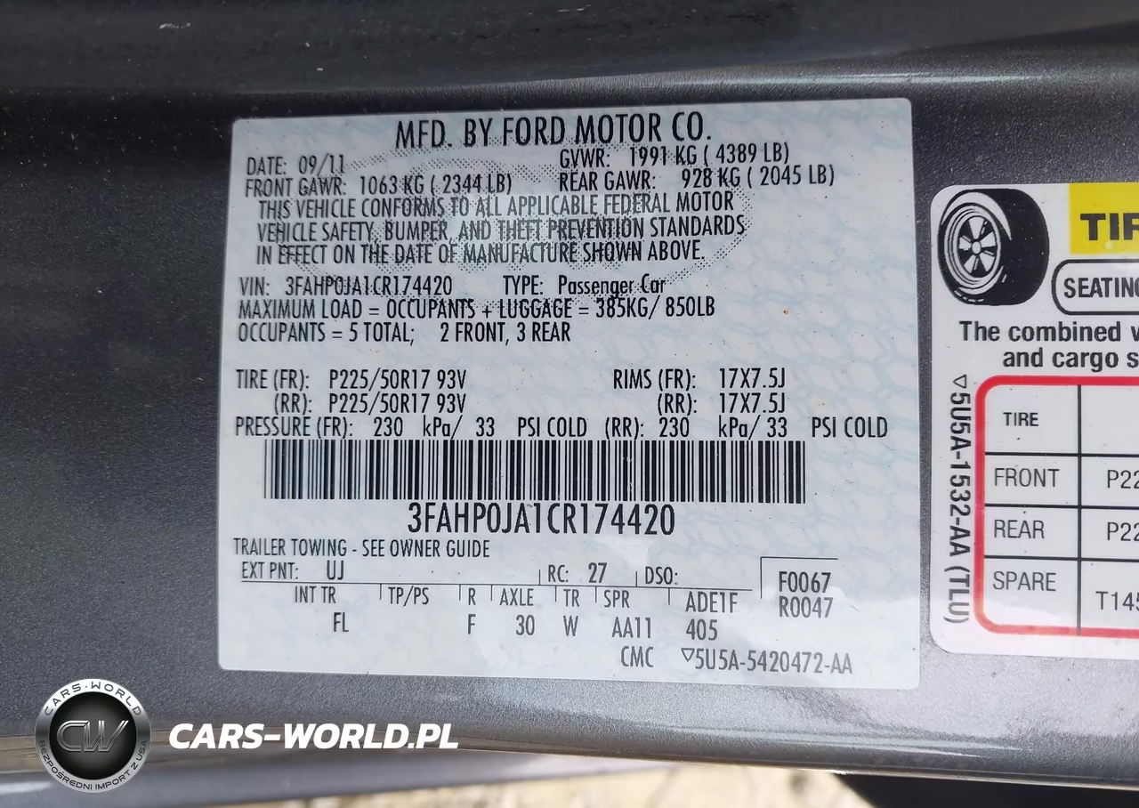 2012 Ford Fusion Sel VIN:3FAHP0JA1CR174420 - 9