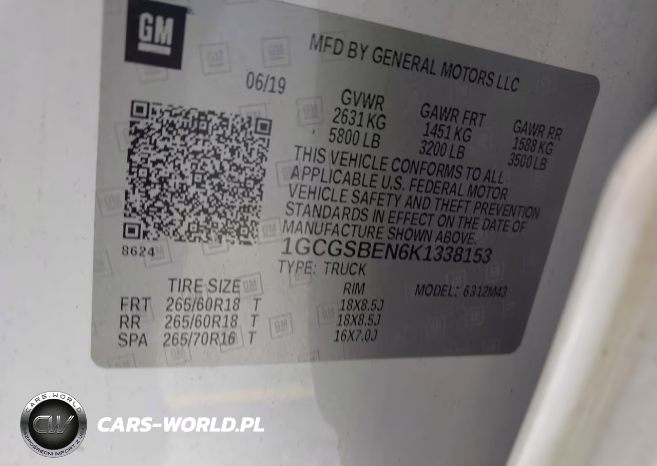 2019 Chevrolet Colorado Wt VIN:1GCGSBEN6K1338153 - 9