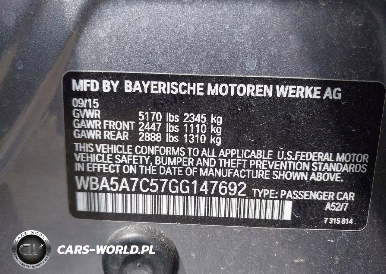 2016 BMW 528I xDrive VIN:WBA5A7C57GG147692 - 9