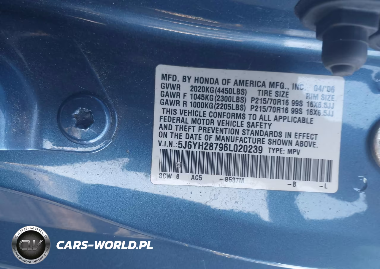 2006 Honda Element Ex-P VIN:5J6YH28796L020239 - 9