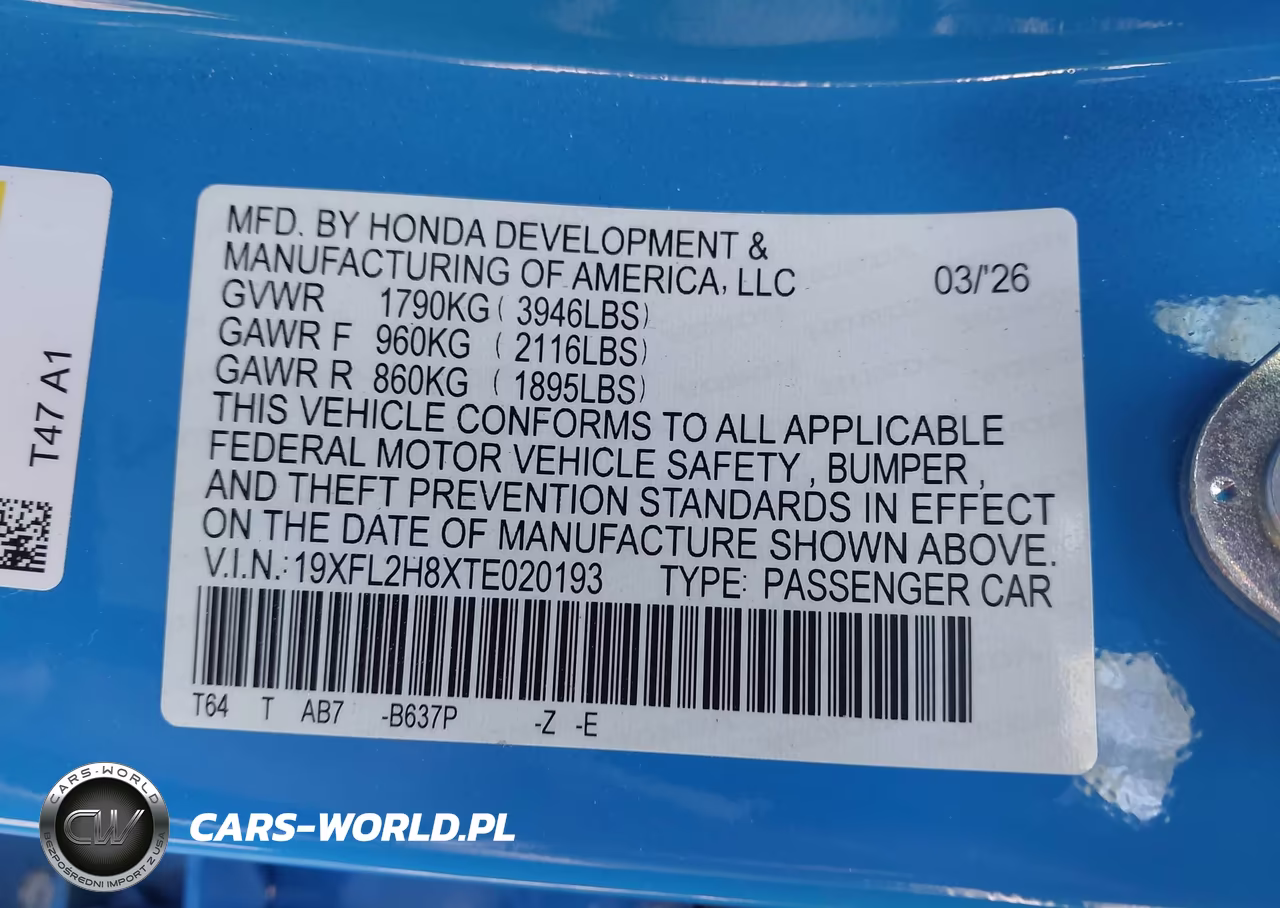 2026 Honda Civic Sport VIN:19XFL2H8XTE020193 - 9