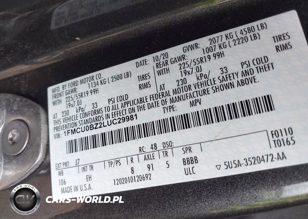 2020 Ford Escape Se Sport Hybrid VIN:1FMCU0BZ2LUC29981 - 9