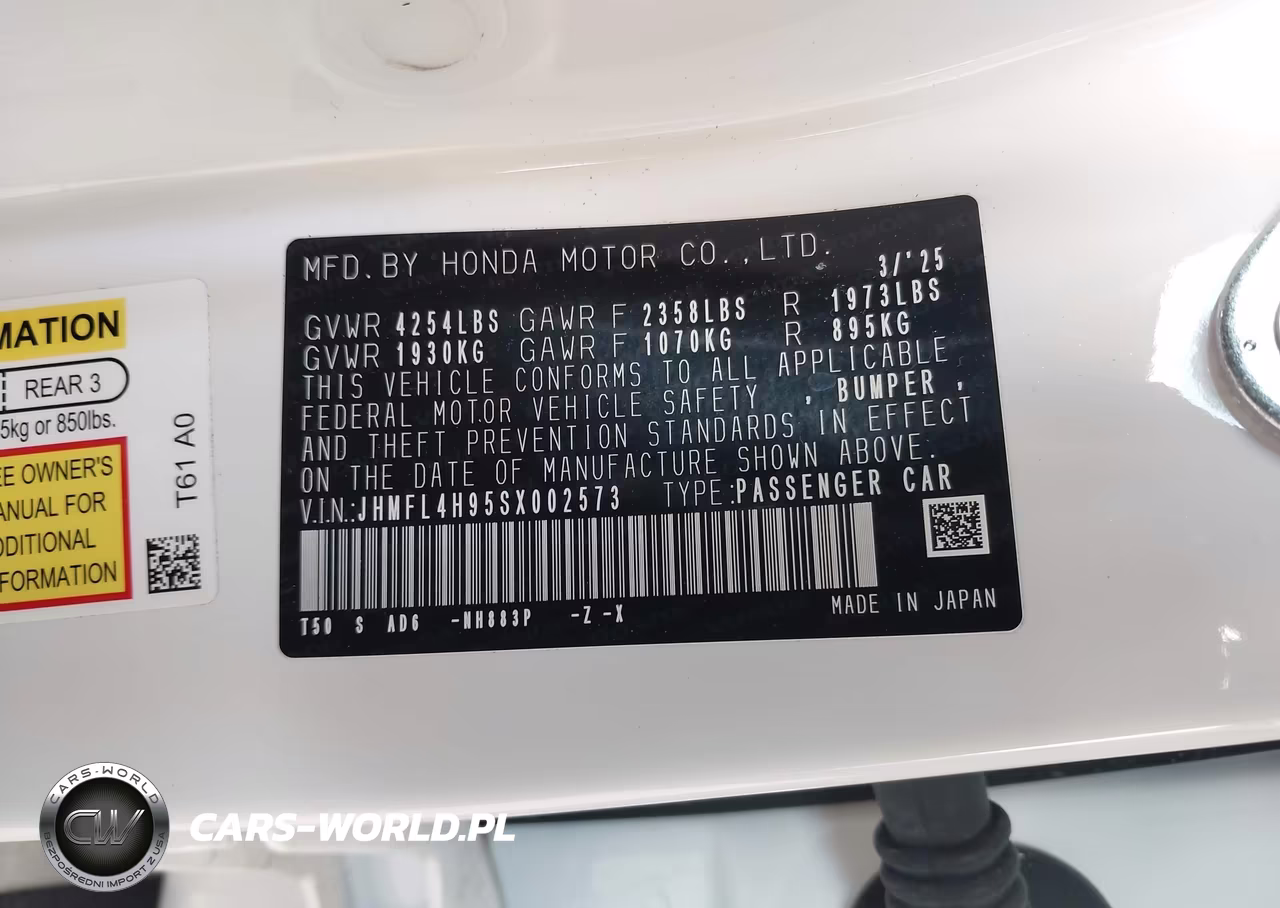 2025 Honda Civic Hybrid Sport Touring VIN:JHMFL4H95SX002573 - 9