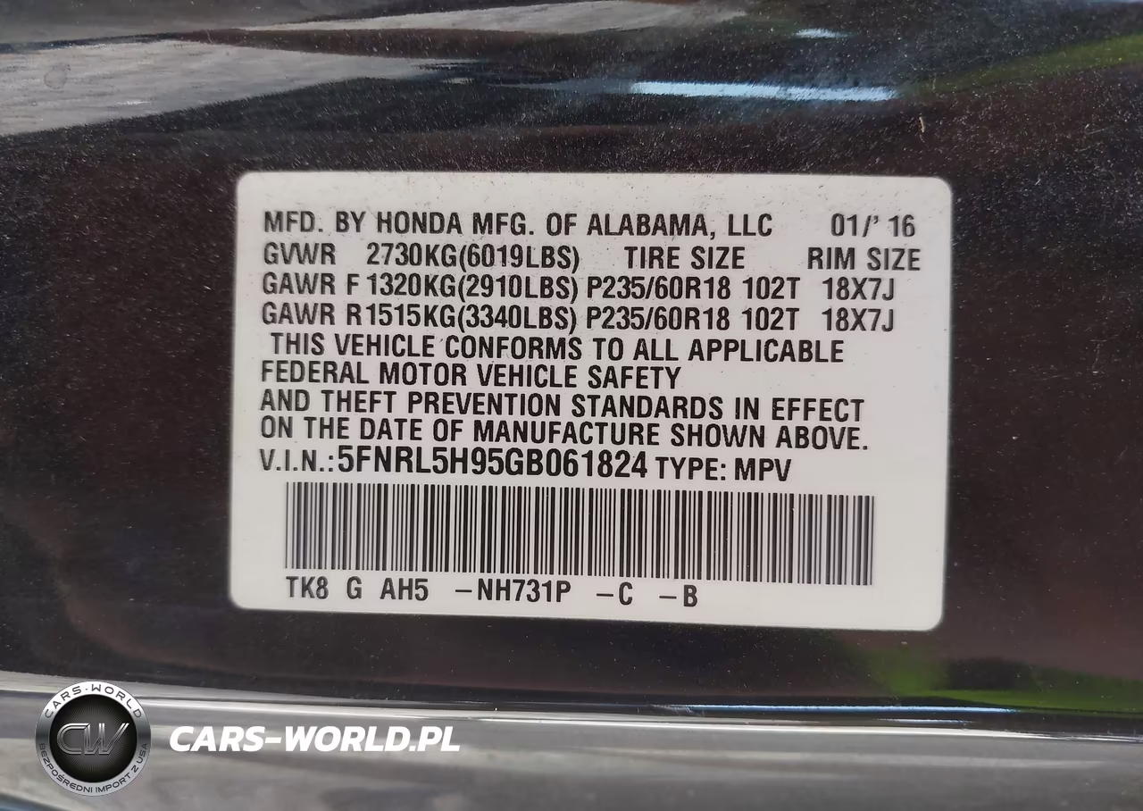 2016 Honda Odyssey Touring-Touring Elite VIN:5FNRL5H95GB061824 - 9