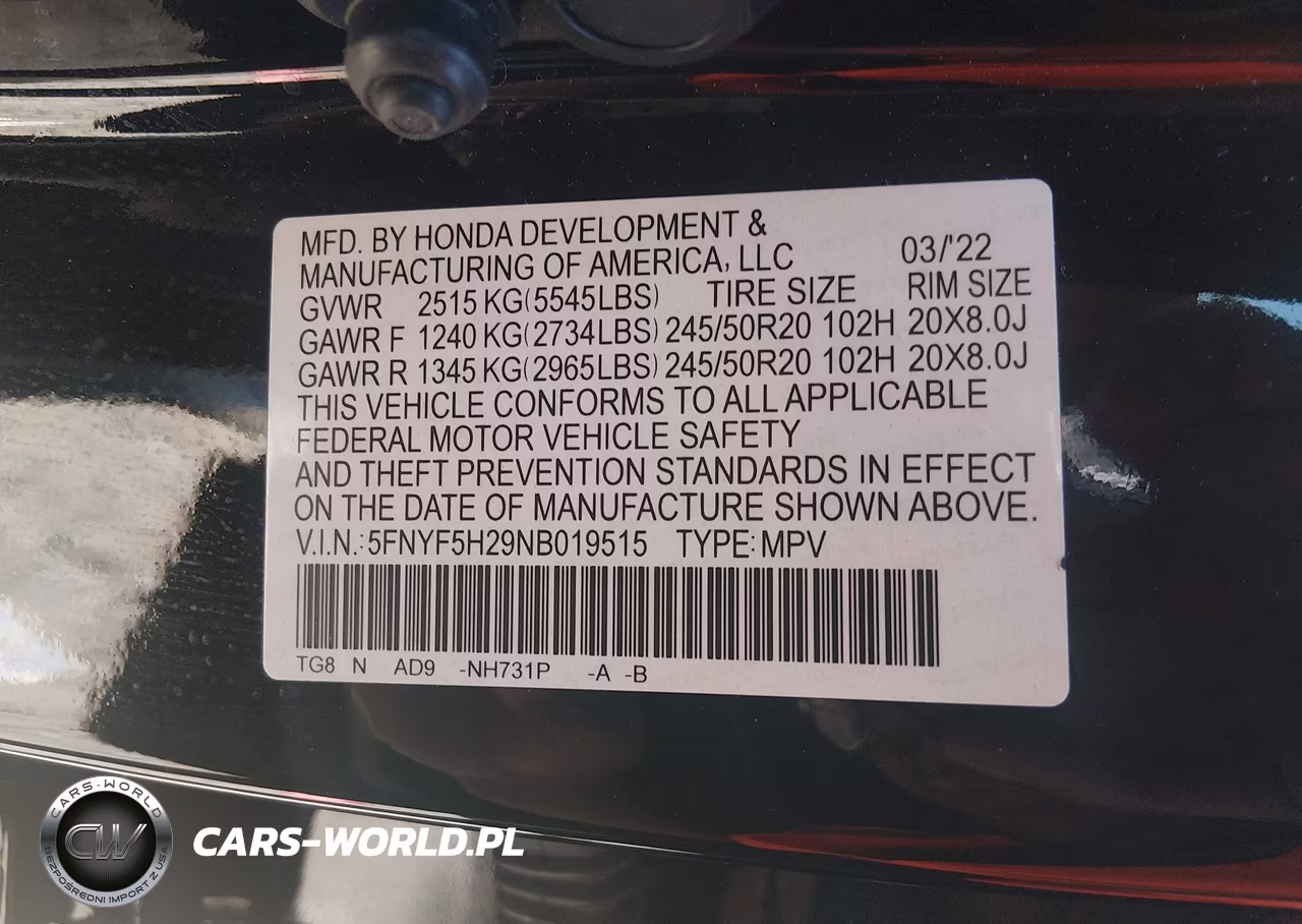 2022 Honda Pilot 2Wd Special Edition VIN:5FNYF5H29NB019515 - 9