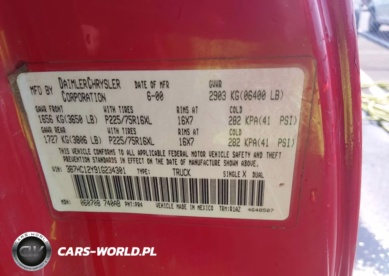 2001 Dodge Ram 1500 St VIN:3B7HC12Y91G234301 - 9
