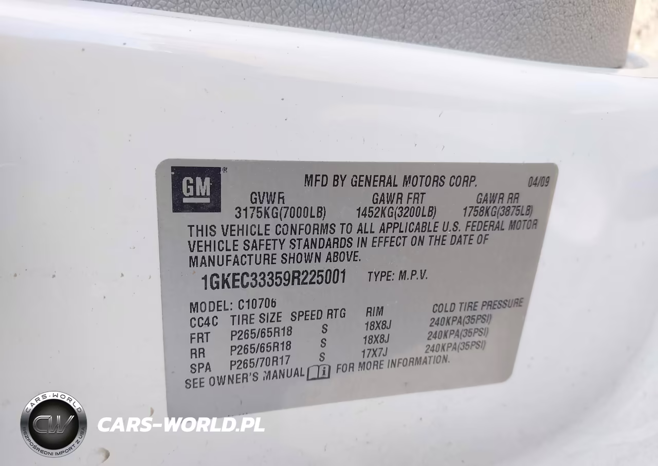 2009 GMC Yukon Slt W-4Sa VIN:1GKEC33359R225001 - 9