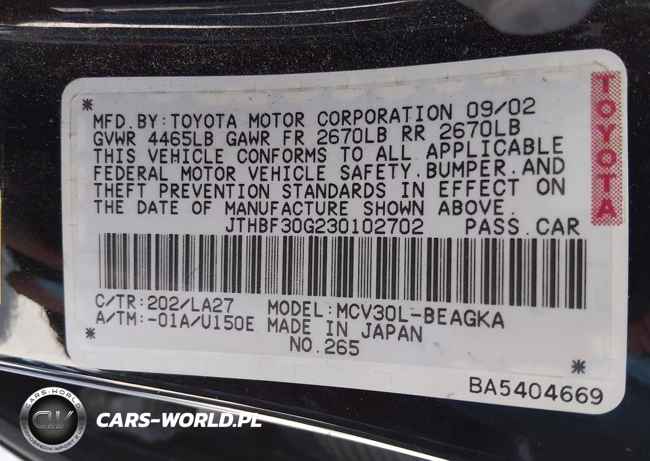 2003 Lexus Es 300 VIN:JTHBF30G230102702 - 9